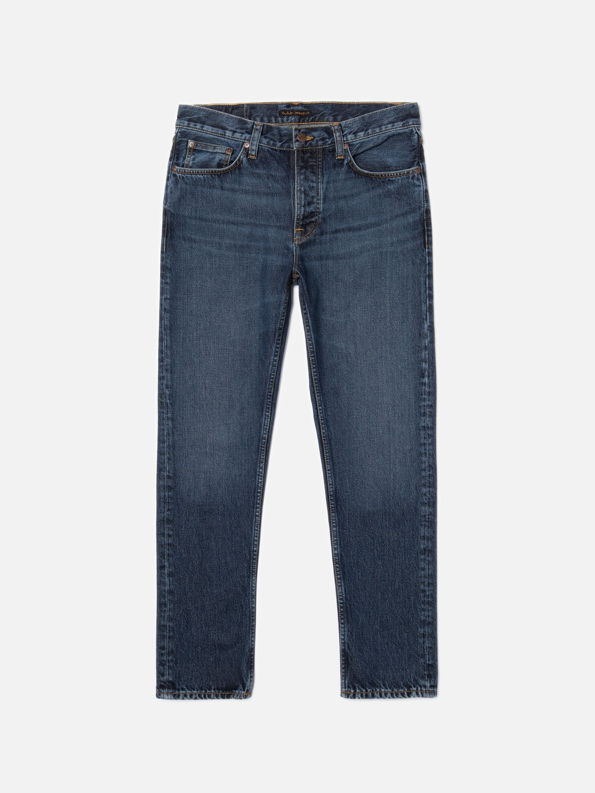 Nudie Jeans Steady Eddie II Blue Soil jeans, front view.