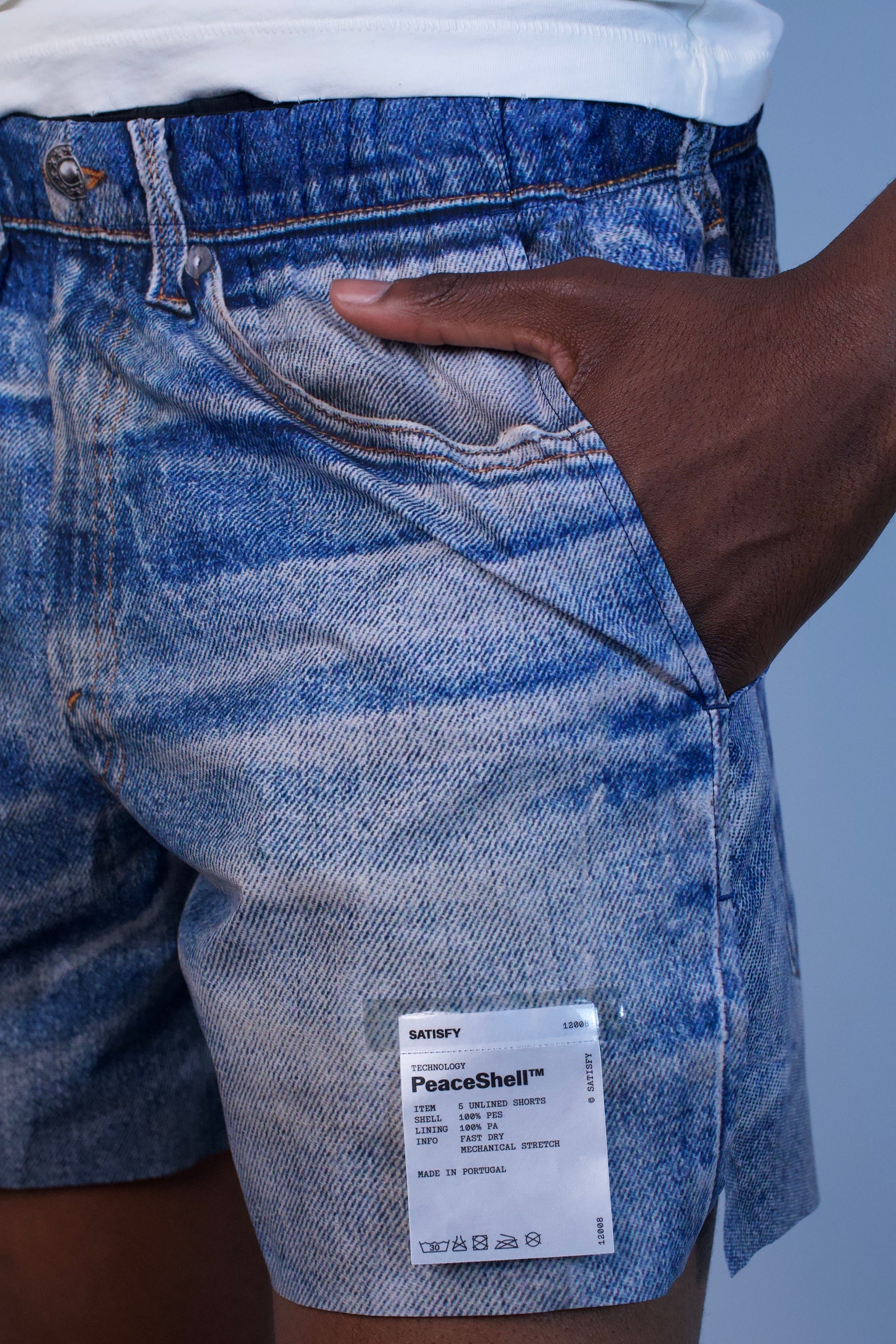 SATISFY PeaceShell 5 Unlined Shorts Digital Denim 60G00 – A-Priori