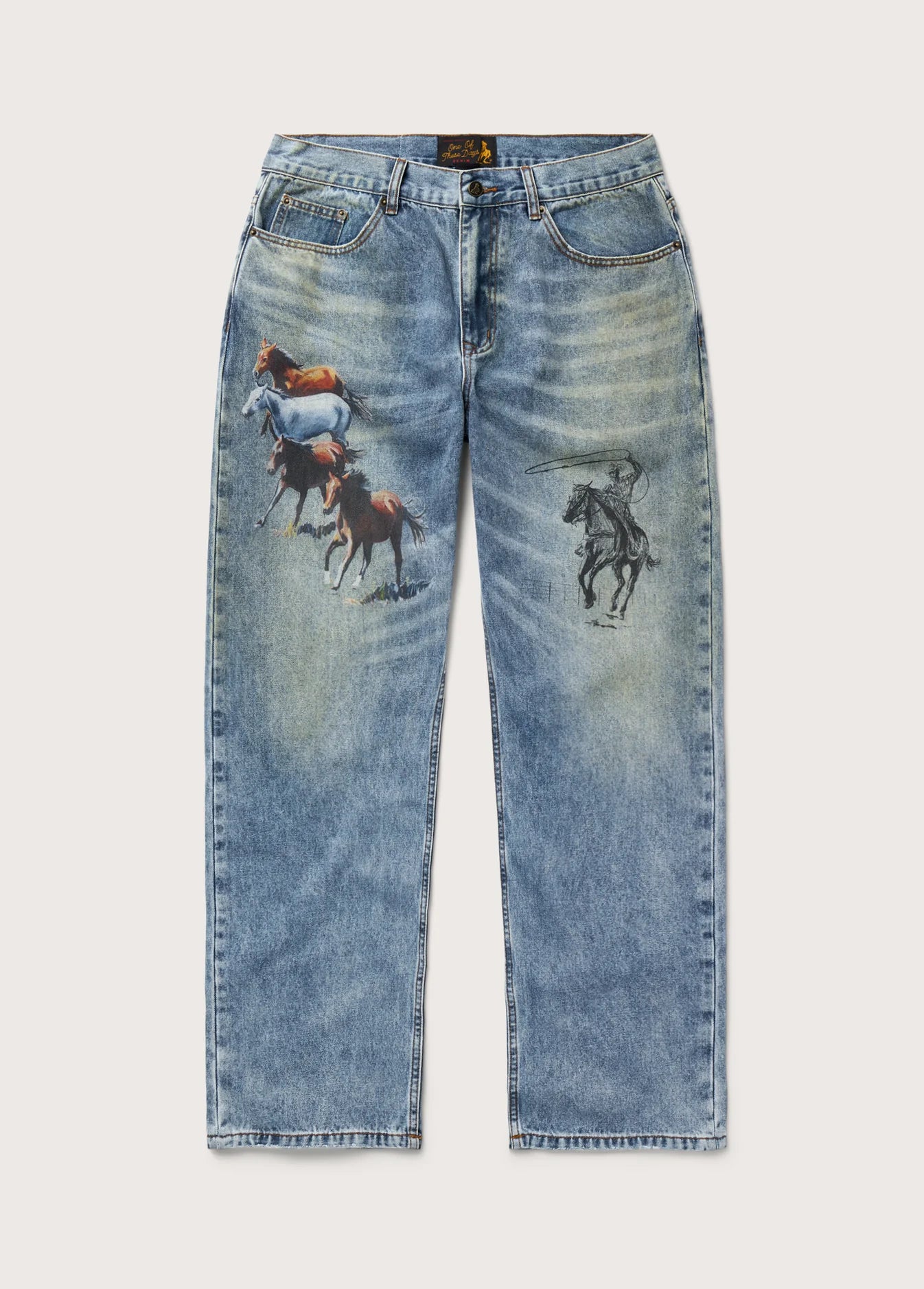 All Over Print Straight Leg Jeans Indigo