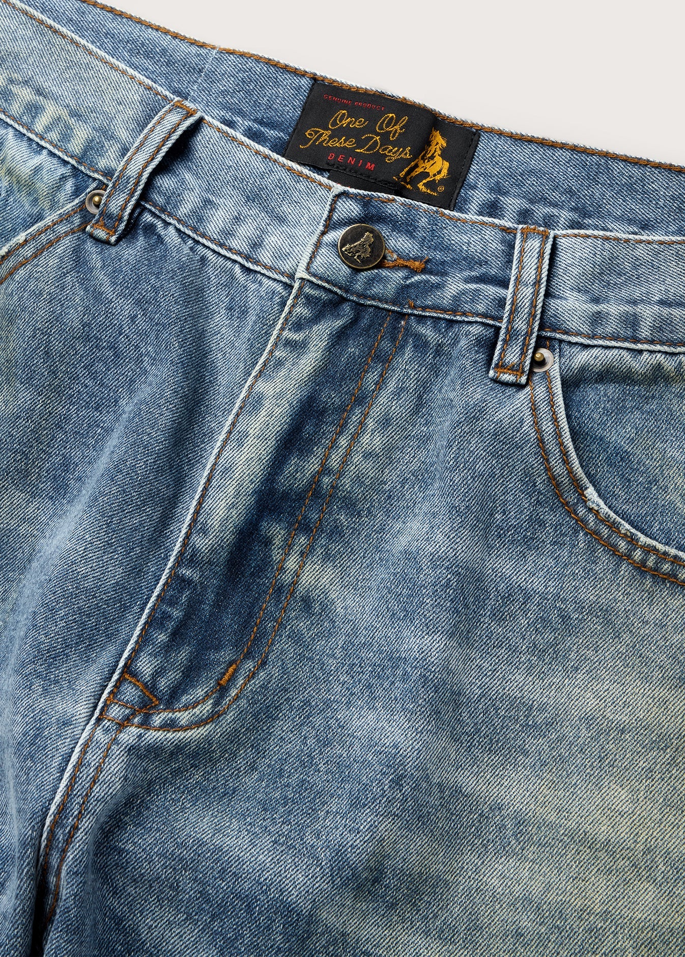 All Over Print Straight Leg Jeans Indigo