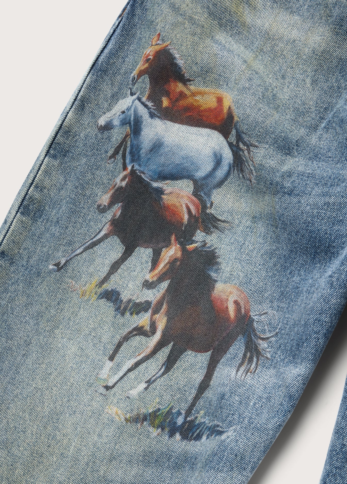 All Over Print Straight Leg Jeans Indigo