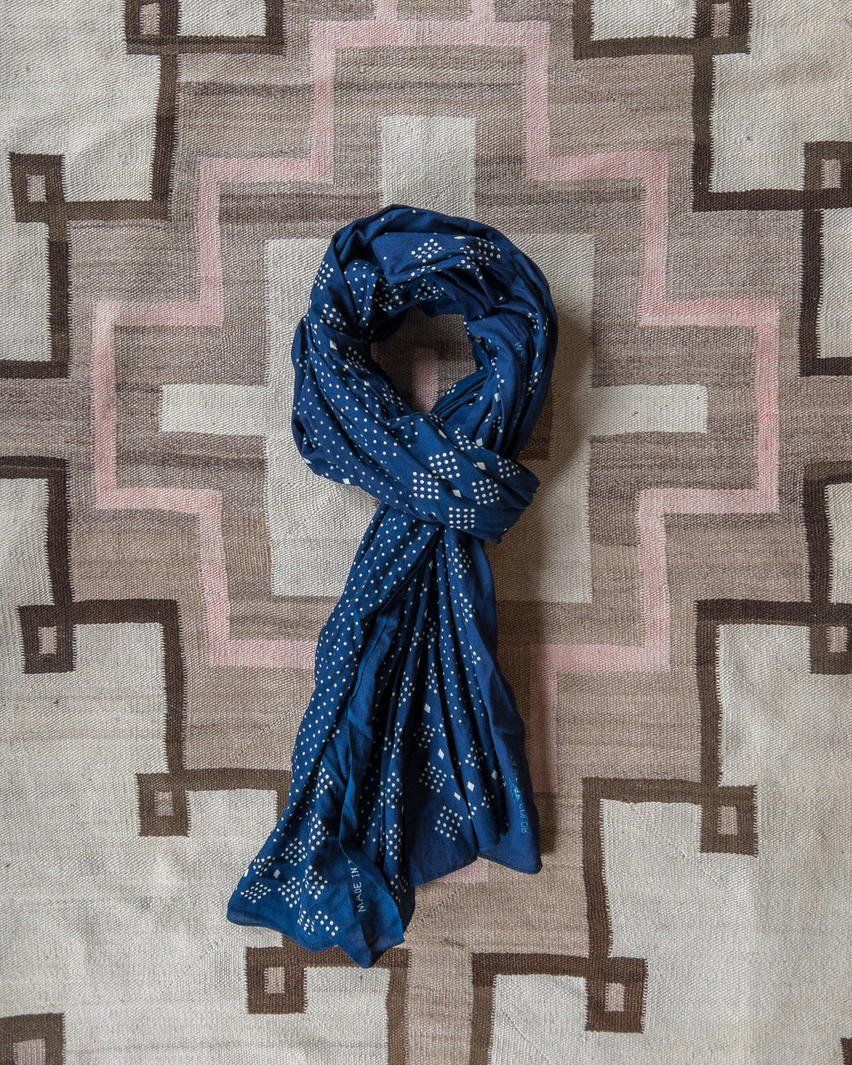 Indigo Discharge Bandana Scarf Indigo