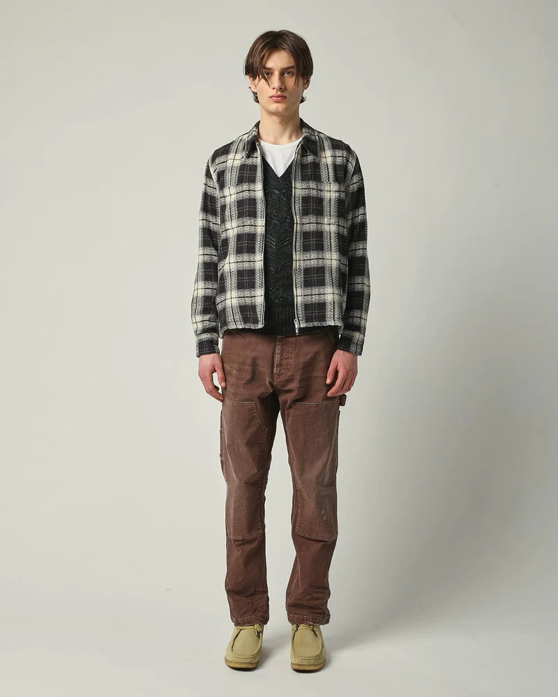 Dobby Plaid Zip Shirt