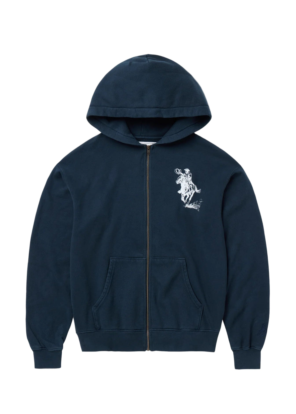 Barbed Zip Up Hooded Sweatshirt Hard Washed Navy