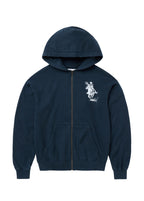 Barbed Zip Up Hooded Sweatshirt Hard Washed Navy