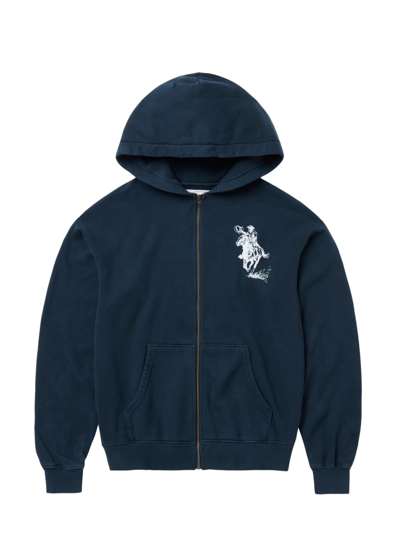Barbed Zip Up Hooded Sweatshirt Hard Washed Navy