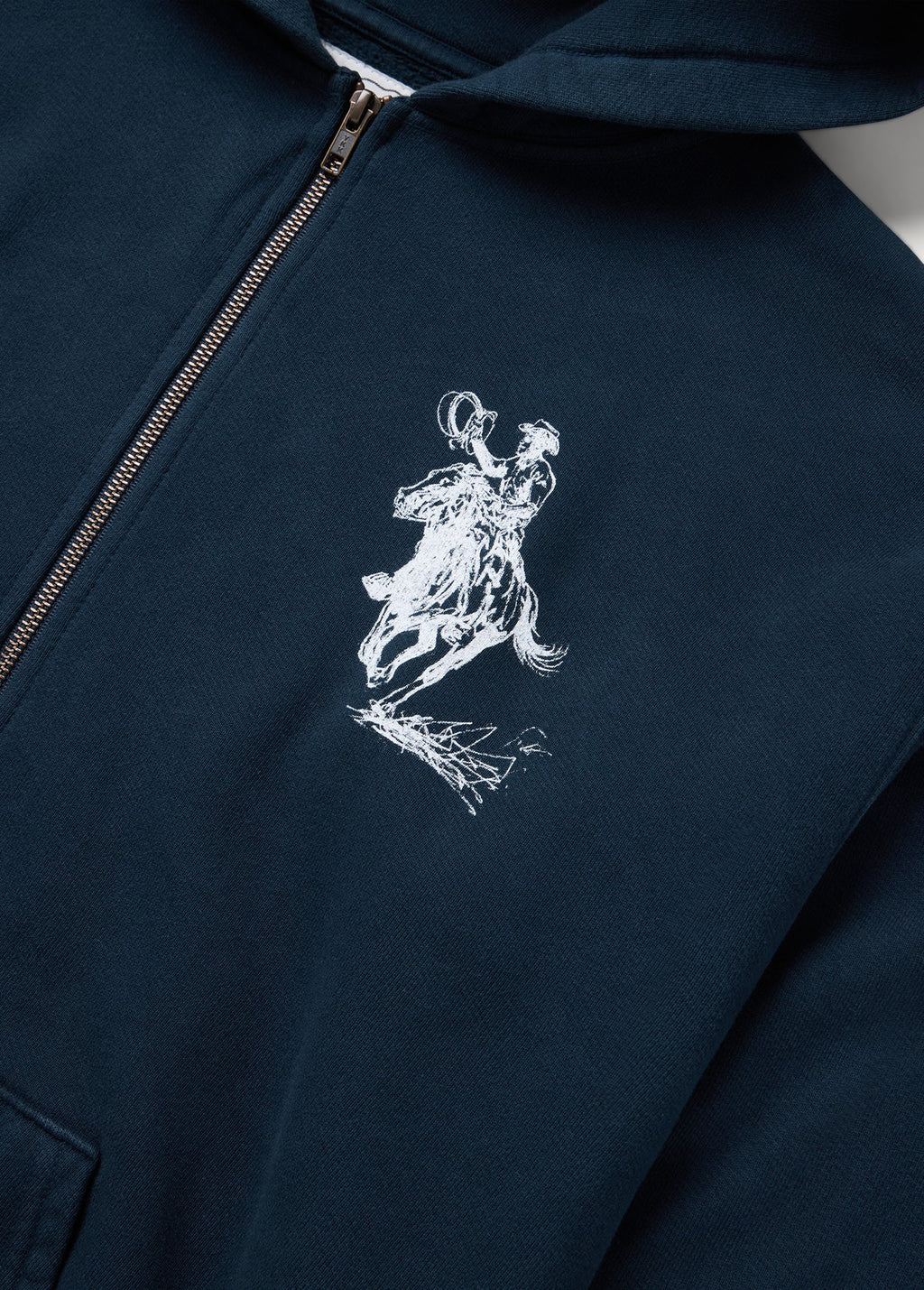Barbed Zip Up Hooded Sweatshirt Hard Washed Navy