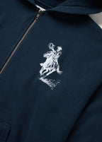 Barbed Zip Up Hooded Sweatshirt Hard Washed Navy