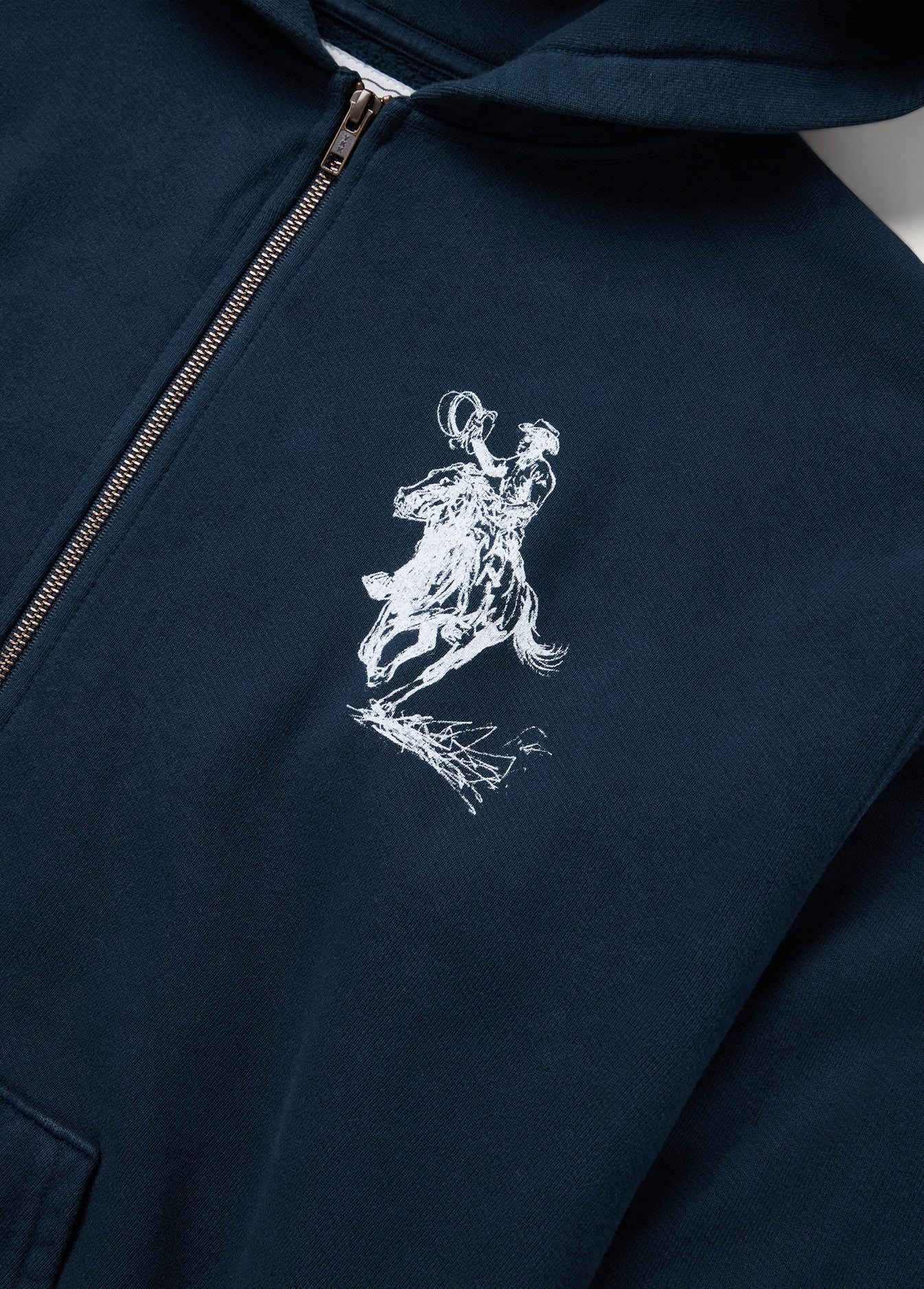 Barbed Zip Up Hooded Sweatshirt Hard Washed Navy