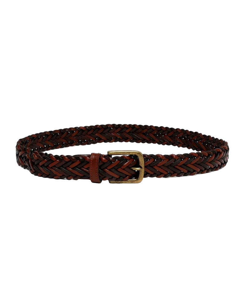 Braided Leather Belt Brown