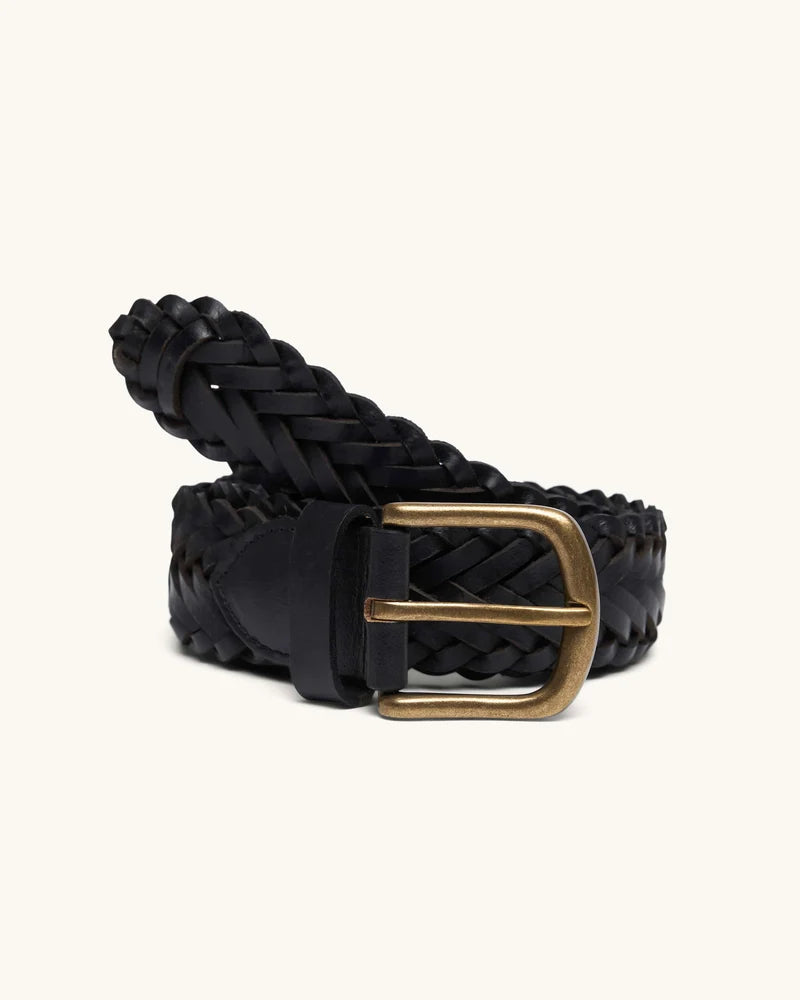 Braided Leather Belt Black