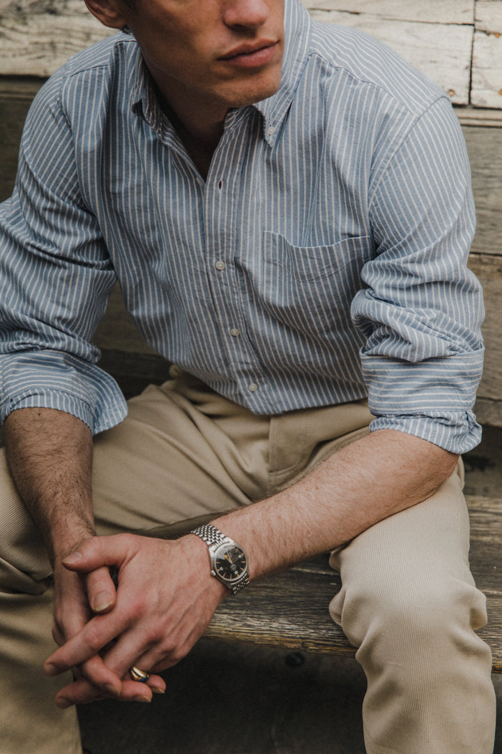 Oxford Cloth Button Down Shirt Blue/White Stripe