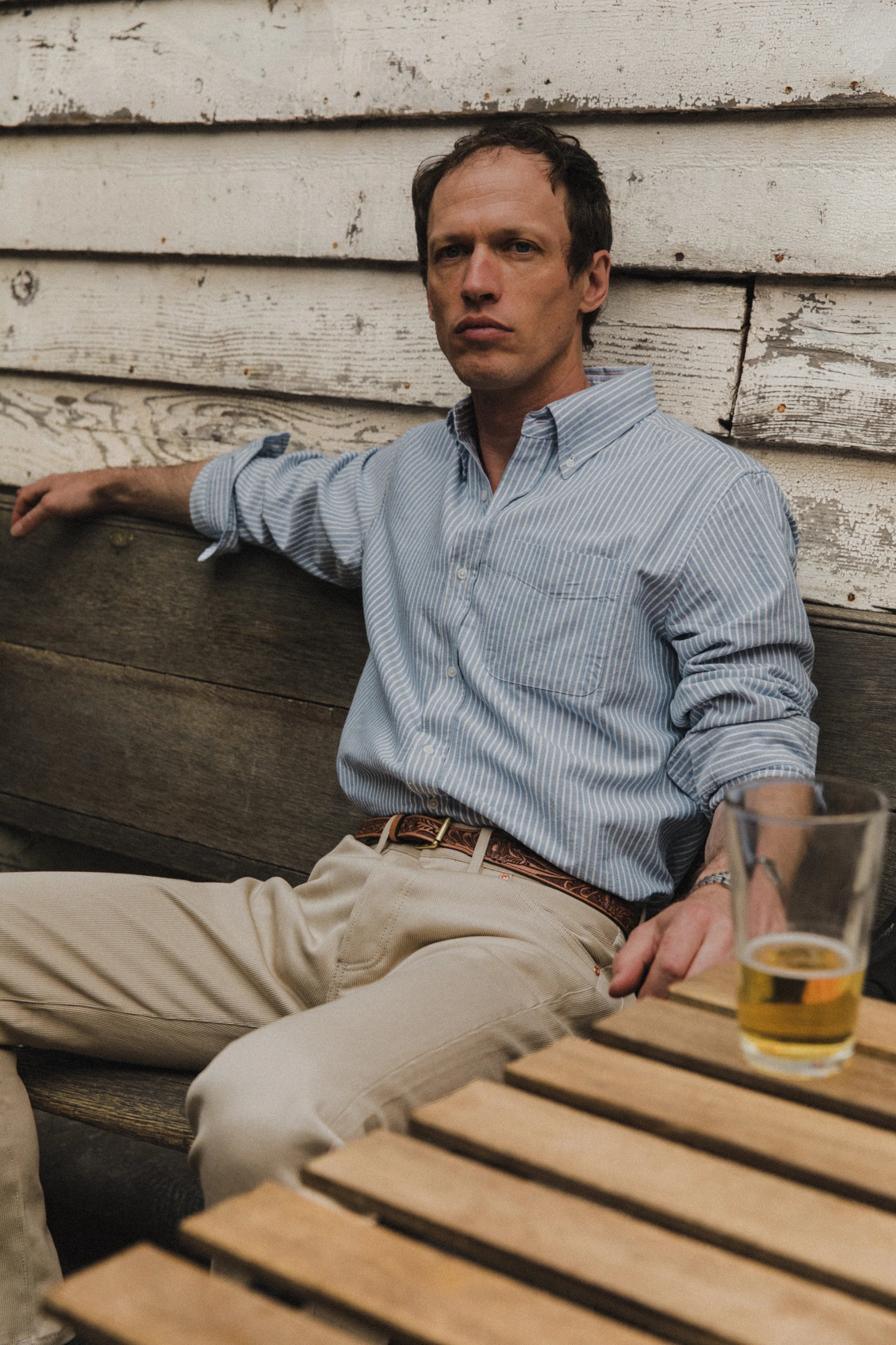Oxford Cloth Button Down Shirt Blue/White Stripe