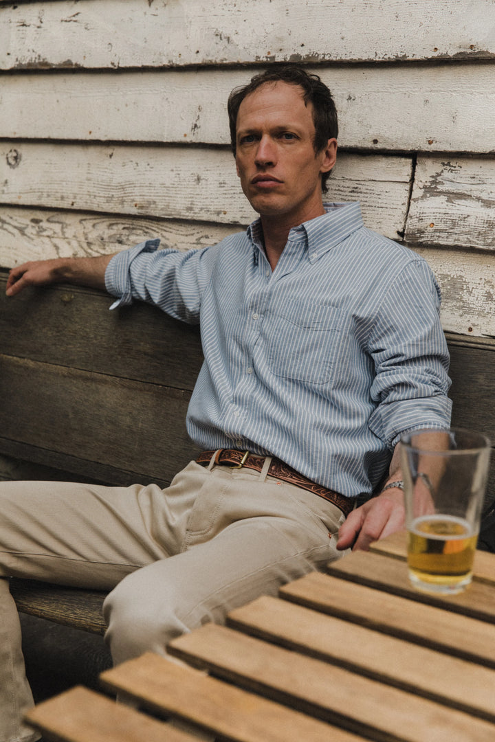 Oxford Cloth Button Down Shirt Blue/White Stripe