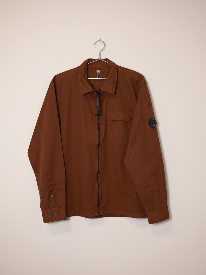Organic Gabardine Full Zip Overshirt - Sable
