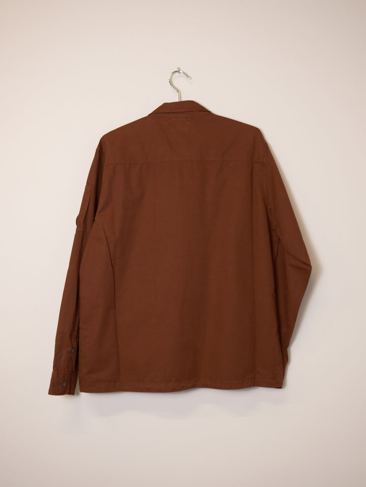 Organic Gabardine Full Zip Overshirt - Sable