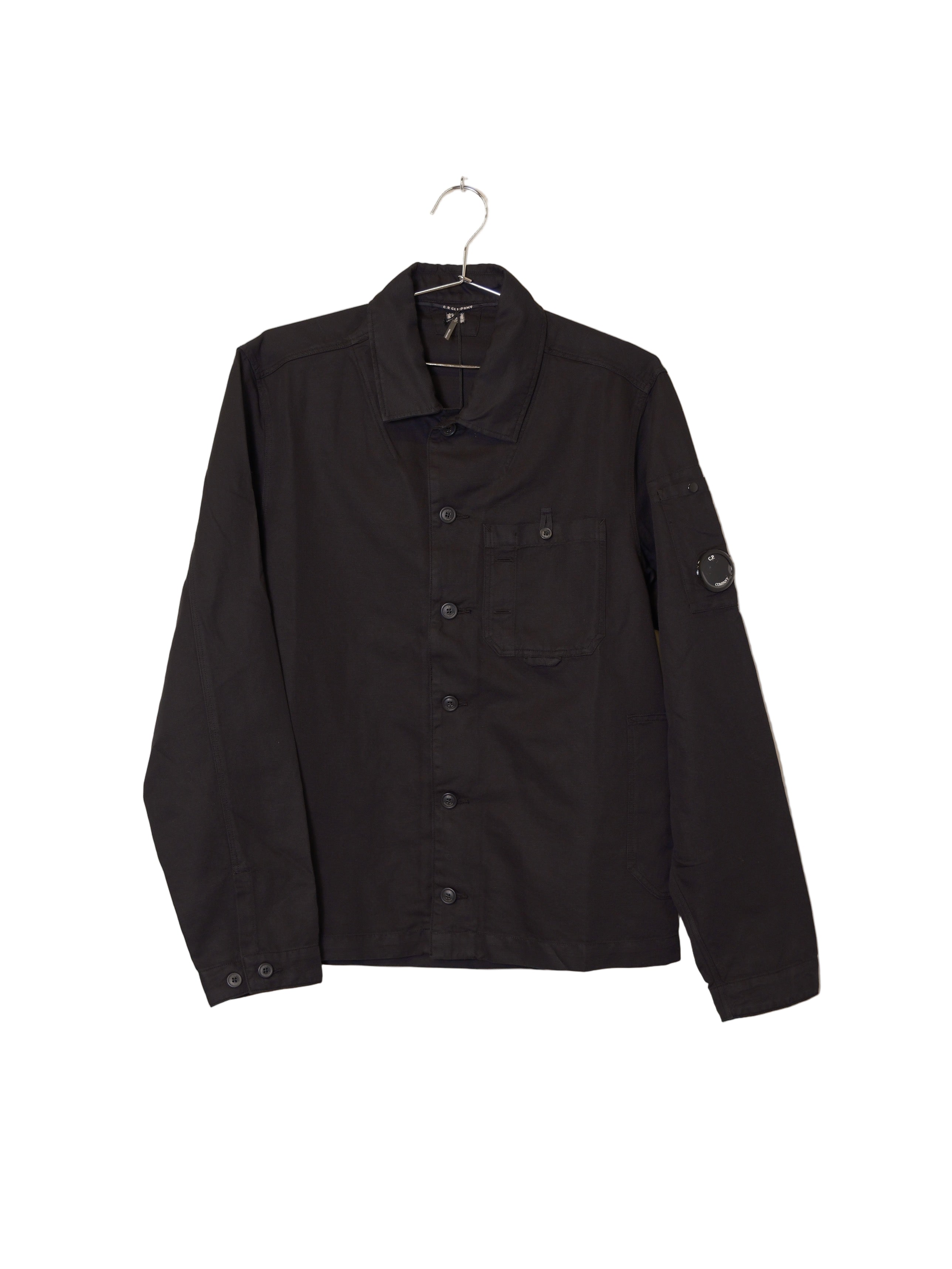 Cotton/Linen Lens Overshirt - Black