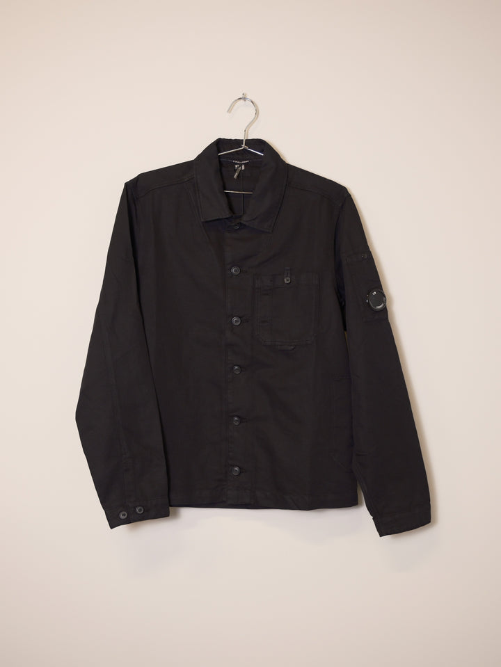 Cotton/Linen Lens Overshirt - Black