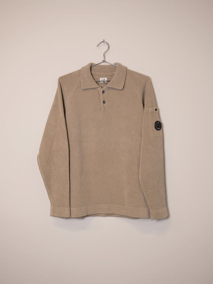 Chenille Cotton Polo Knit -  Vintage Khaki