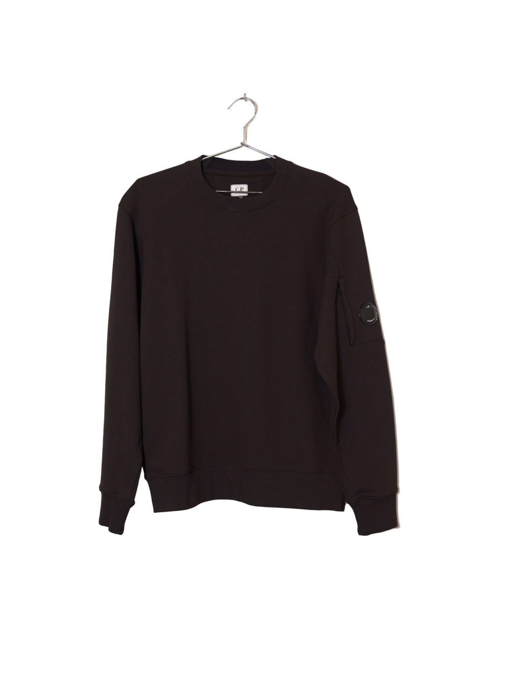 Diagonal Raised Fleece Crewneck Lens Sweatshirt - Black