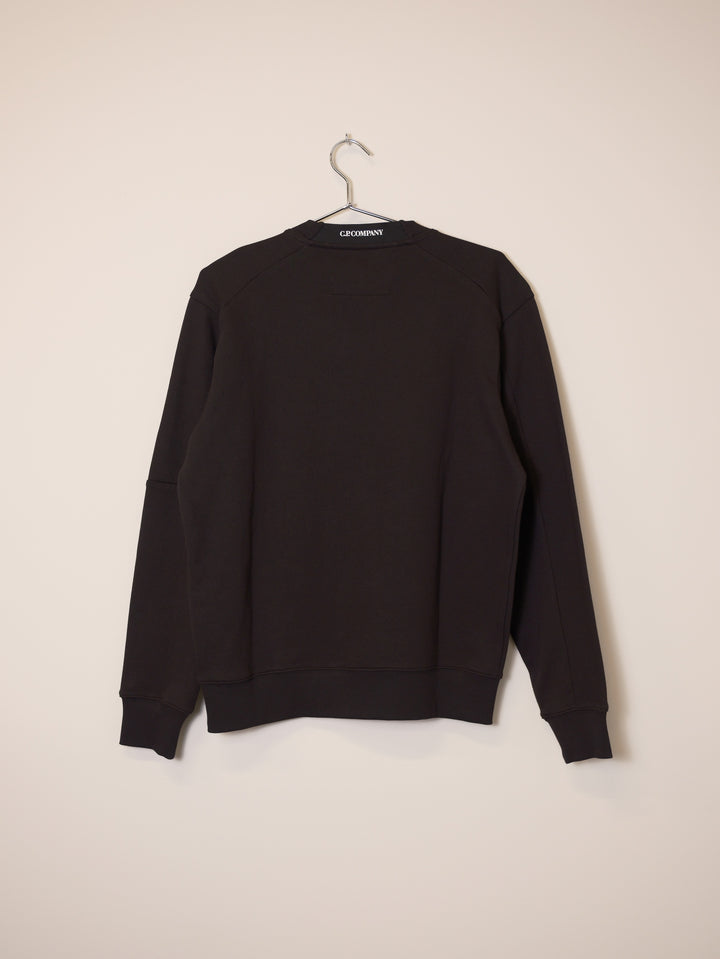 Diagonal Raised Fleece Crewneck Lens Sweatshirt - Black