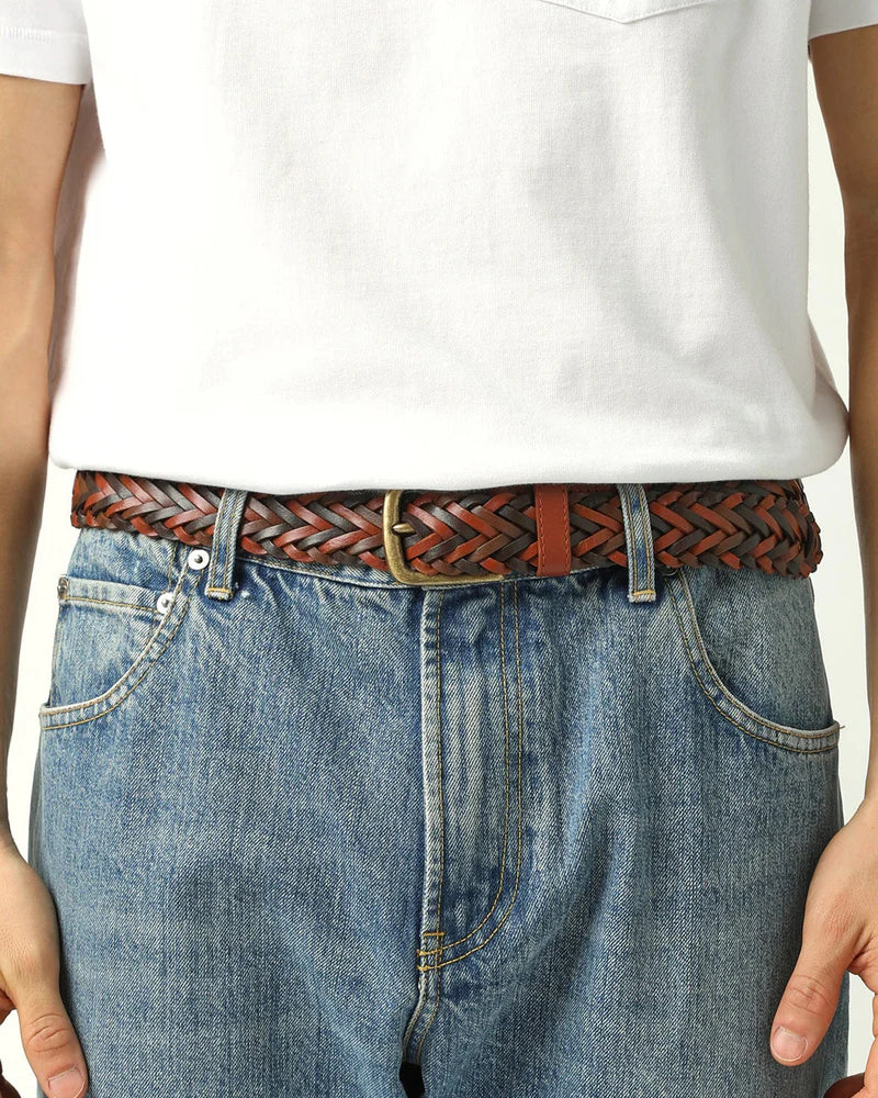 Braided Leather Belt Brown