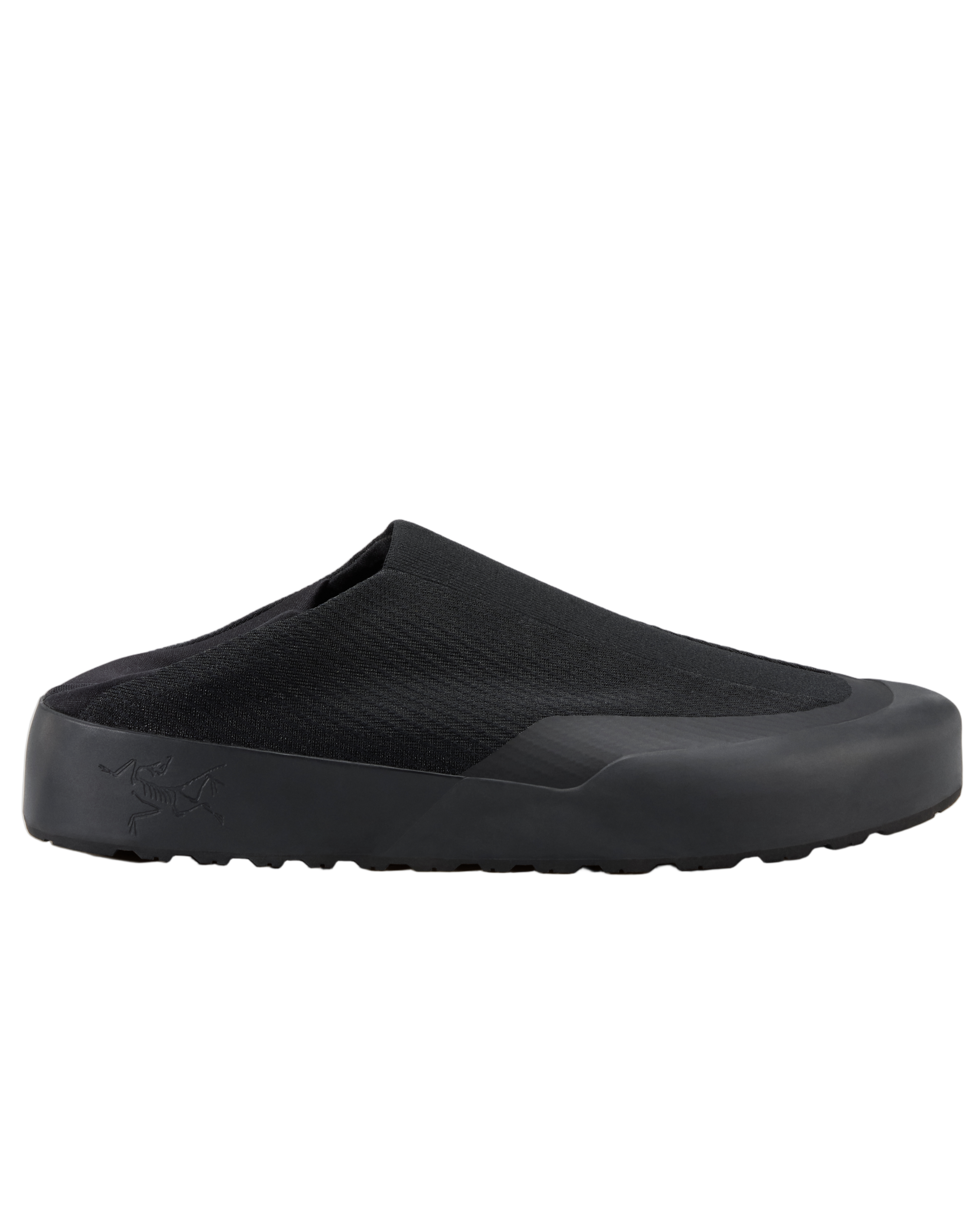 Black sandal on a light gray background