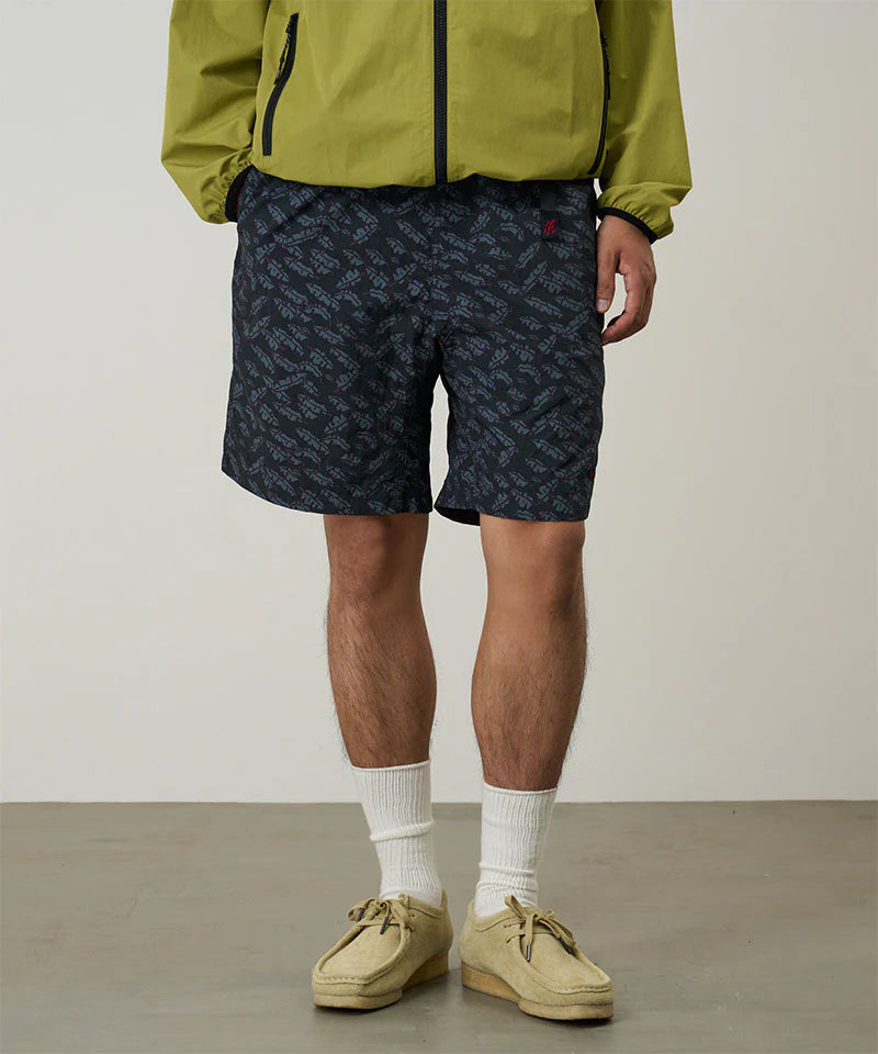Nylon Packable G-Short Navy Leaf
