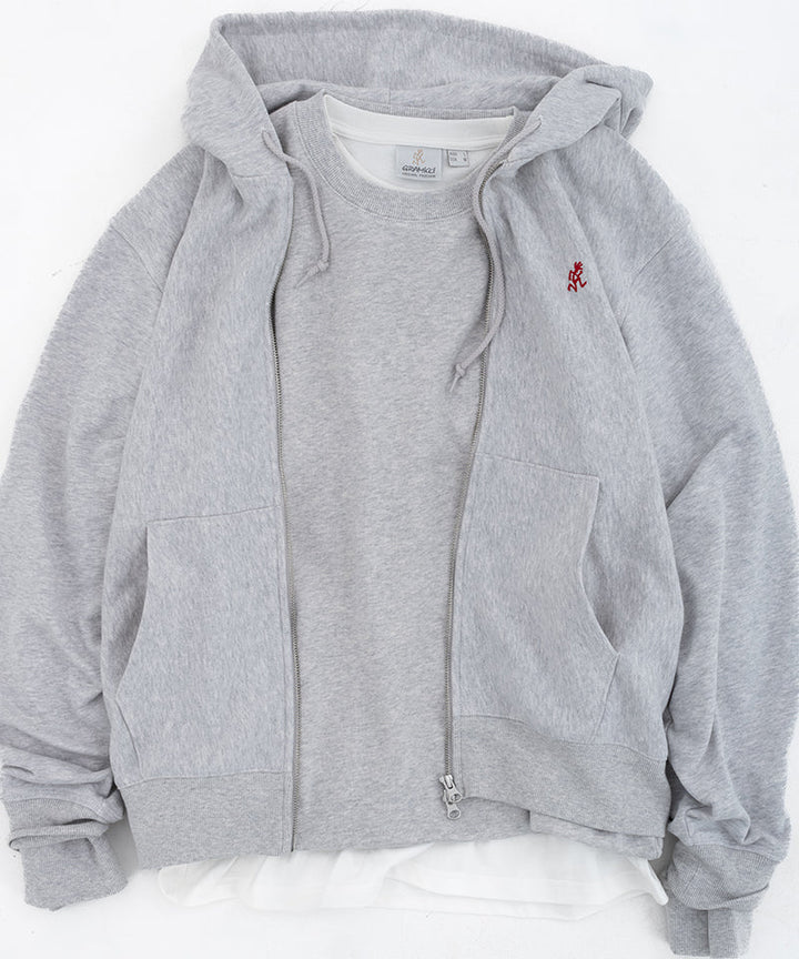 One Point Zip Hooded Sweatshirt Heather Ash