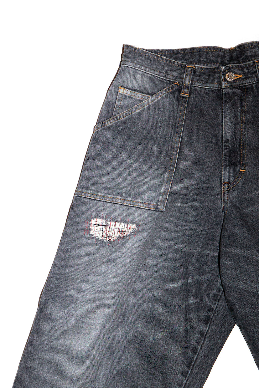 Three Quarter Painter Jeans Black