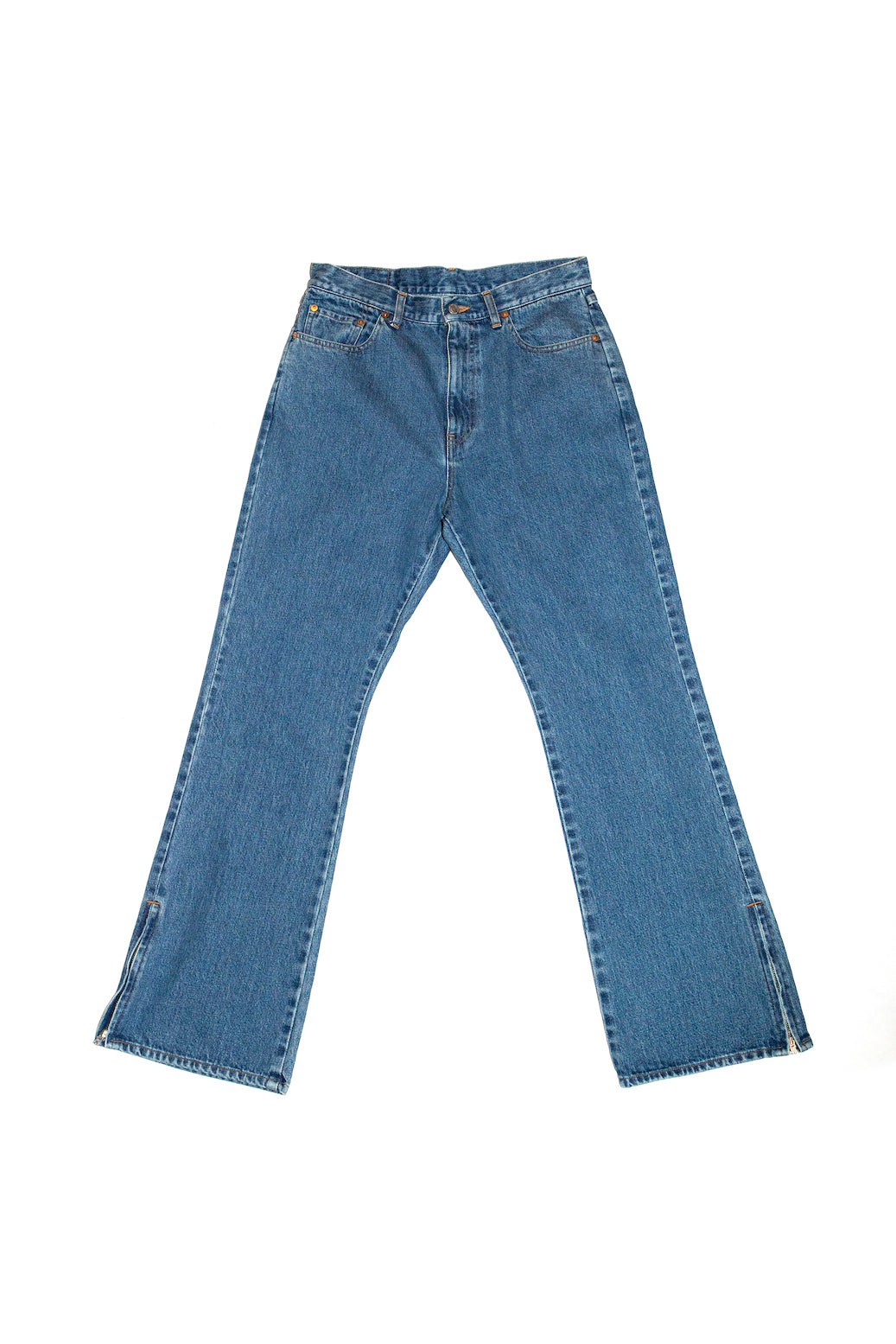 Boot Cut Side Zip Jeans Blue