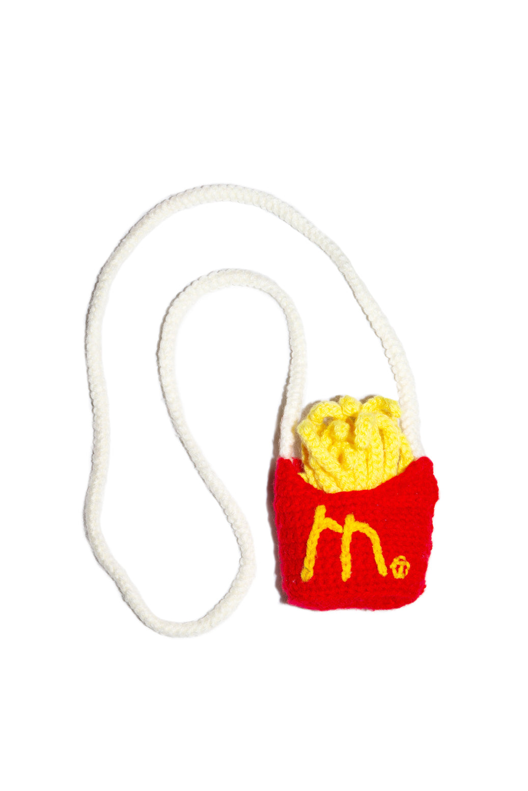 Strapped Hand Knitted French Fries Red