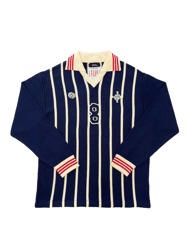 Knitting Long Sleeve Soccer Jersey Navy