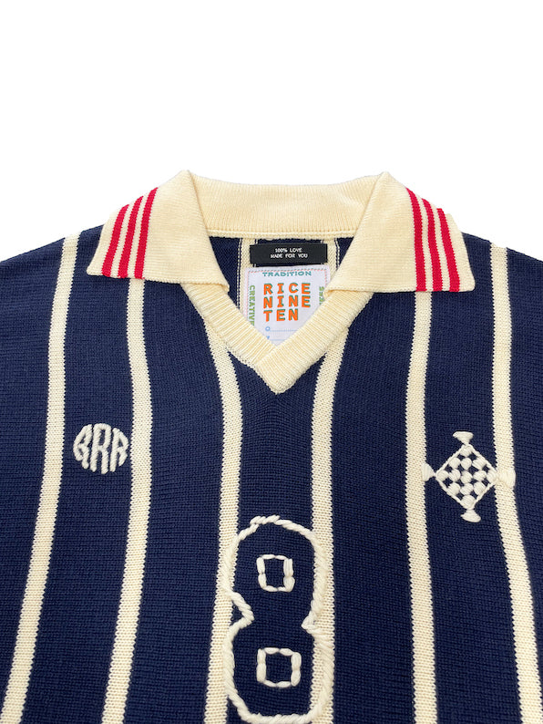 RICE NINE TEN Knitting Long Sleeve Soccer Jersey Navy – A-Priori