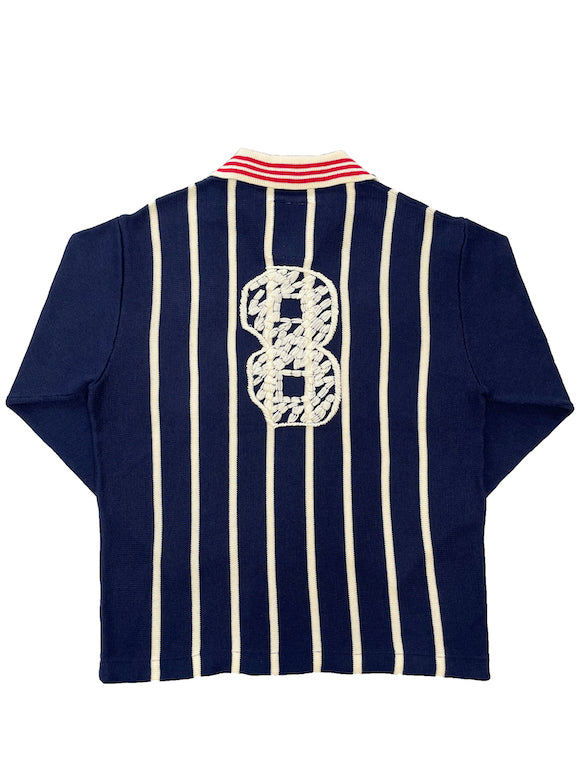 トップス RICE NINE TEN Long Sleeve Soccer Jersey RICE NINE TEN Knitting Long Sleeve Soccer Jersey Navy – A-Priori