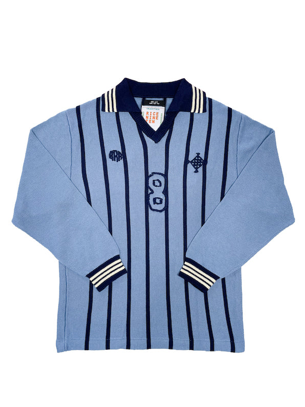 Knitting Long Sleeve Soccer Jersey Sax Blue