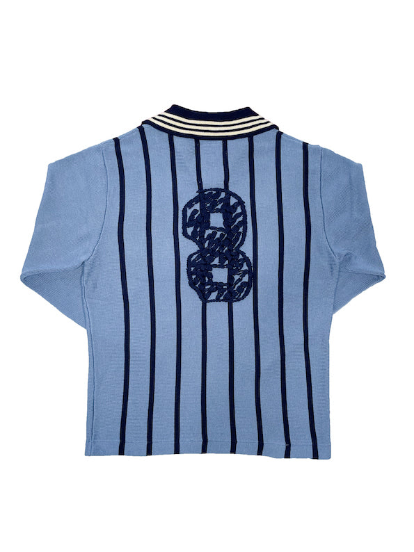 Knitting Long Sleeve Soccer Jersey Sax Blue