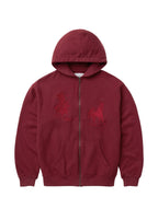 Into The Distance Zip Up Hoodie Washed Burgundy