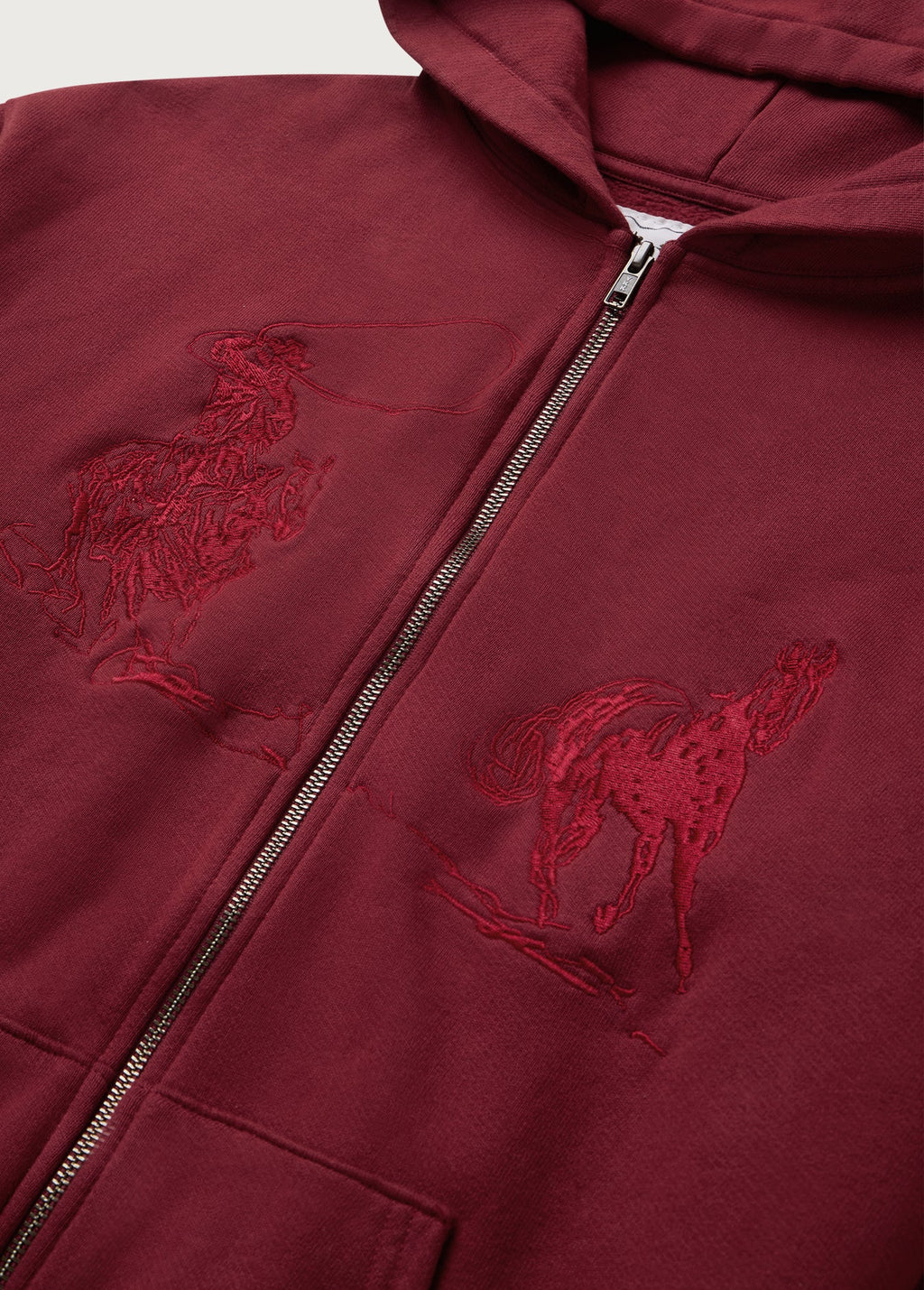 Into The Distance Zip Up Hoodie Washed Burgundy