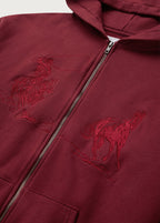 Into The Distance Zip Up Hoodie Washed Burgundy