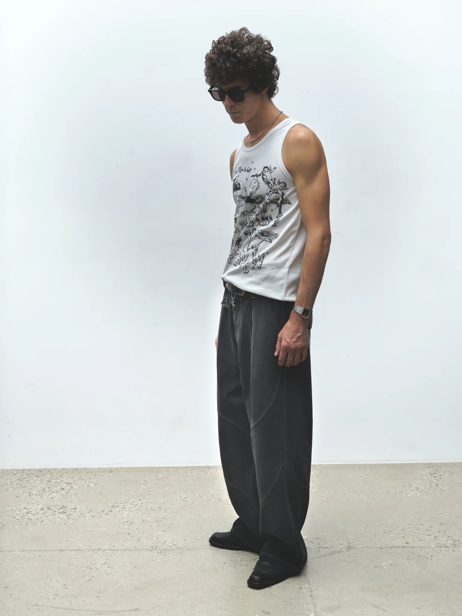 Denim Slant Pant Washed Black