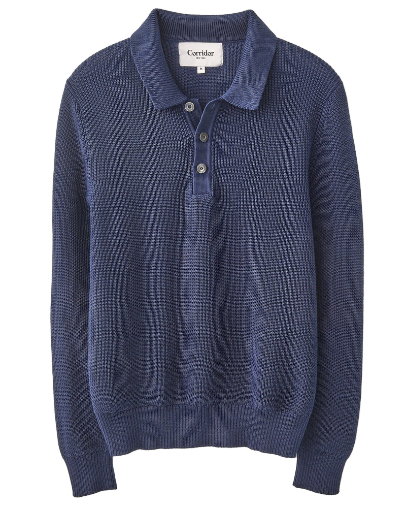LS Slouchy Polo - Navy