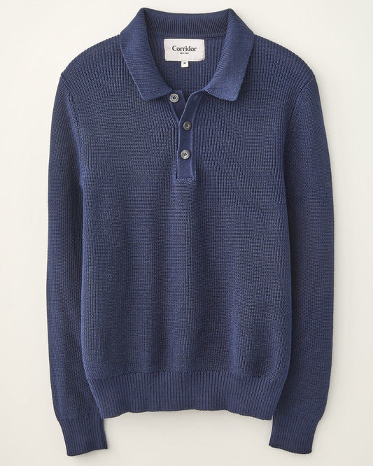 LS Slouchy Polo - Navy