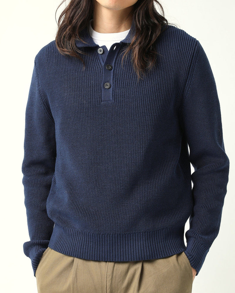 LS Slouchy Polo - Navy
