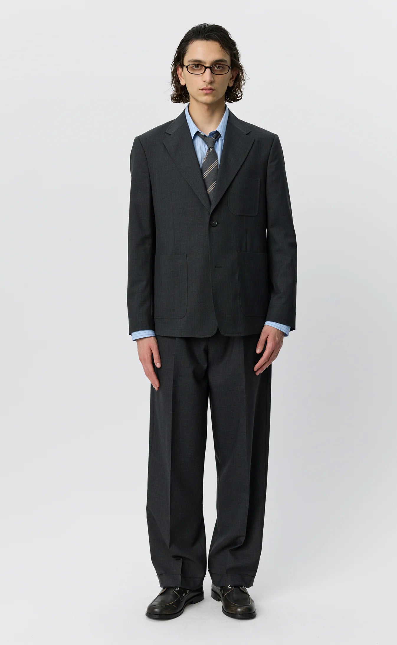 Patch Pocket Blazer Dark Grey Dry Wool