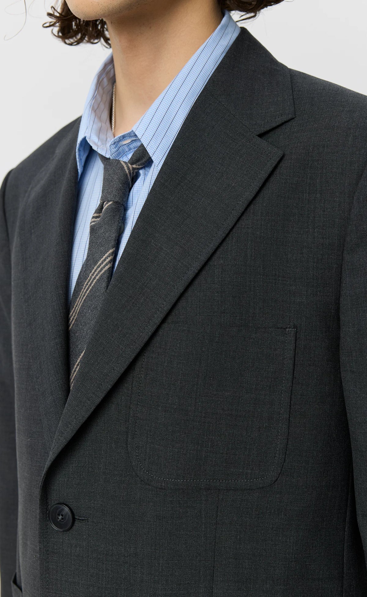 Patch Pocket Blazer Dark Grey Dry Wool