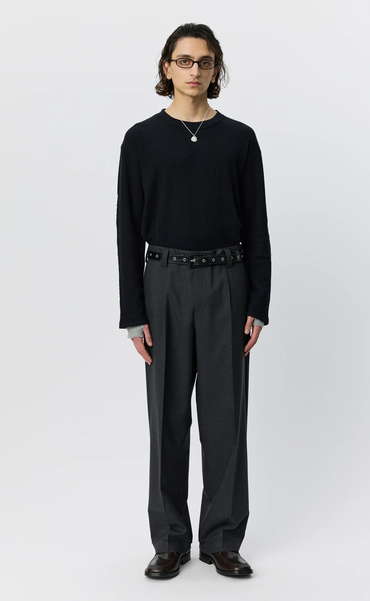 Patch Trousers Dark Grey Dry Wool