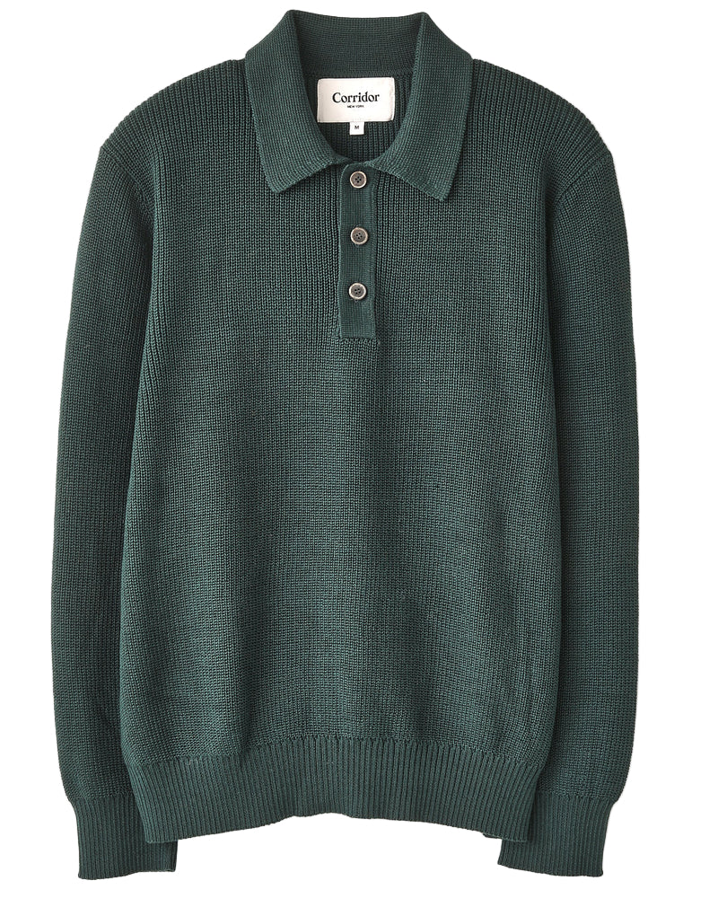 LS Slouchy Polo - Green