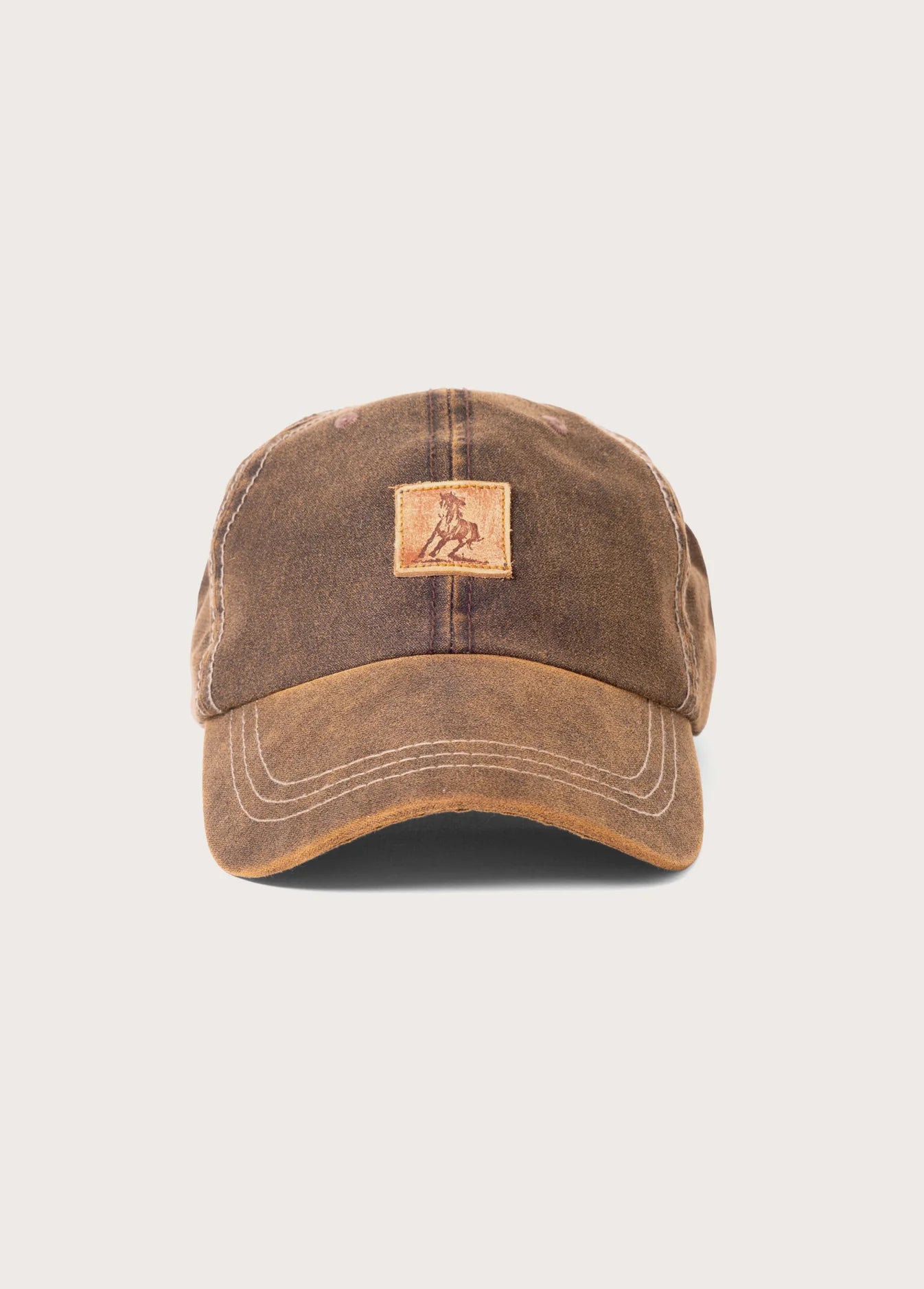 RUNNING HORSE LEATHER PATCH HAT BROWN