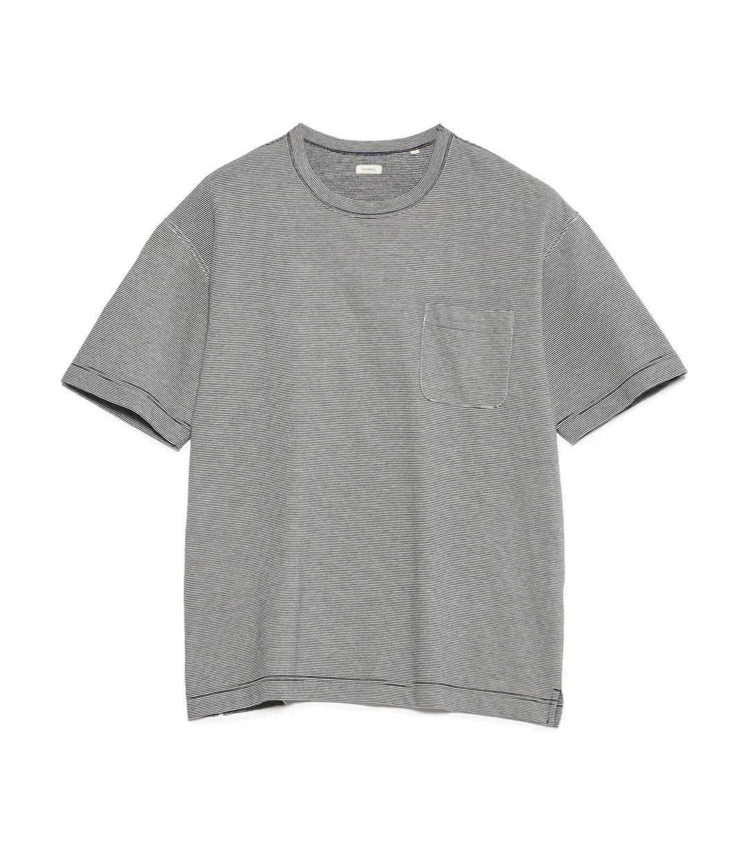 Micro Stripe Pocket Tee Navy x White